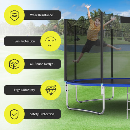 Trampoline Replacement Protection Enclosure Net with Zipper-12 ft, Black