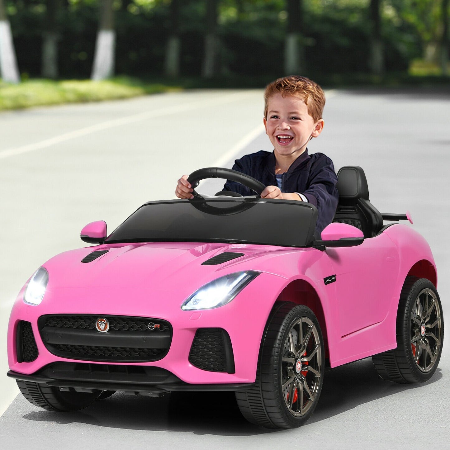 12V Jaguar F-Type SVR Licensed Kids Ride On Car, Pink