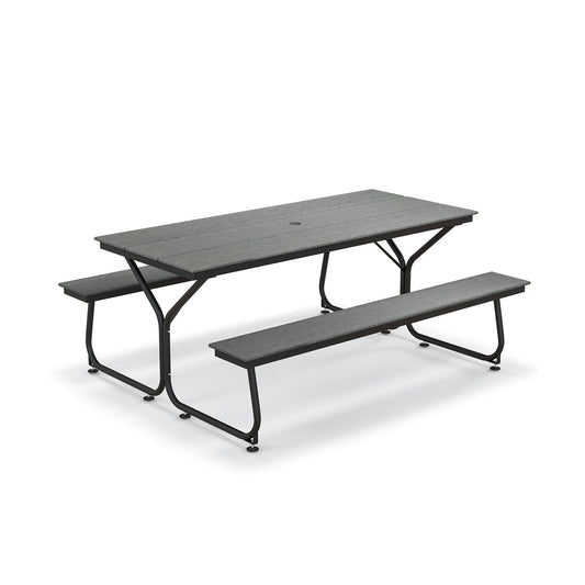 6 Feet Outdoor Picnic Table Bench Set for 6-8 People, Gray