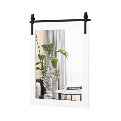 30 x 22 Inch Wall Mount Mirror with Wood Frame, White