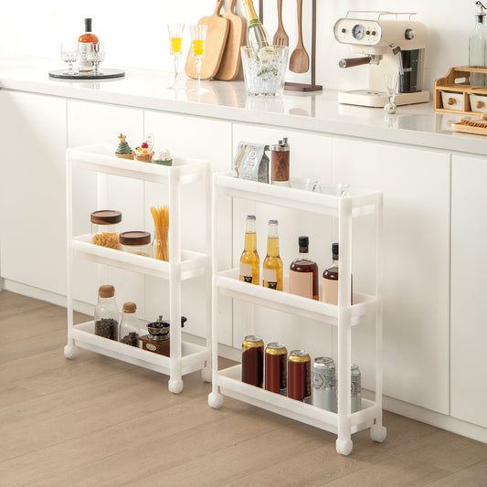 3-Tier Slim Detachable Storage Cart, With Drainage Holes And Wheels, White Kitchen Islands & Carts White at Gallery Canada