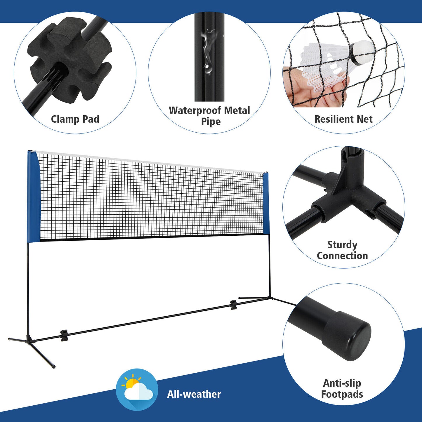 10/14 Feet Adjustable Badminton Net Stand with Portable Carry Bag-14 ft, Black Sport Equipments at Gallery Canada