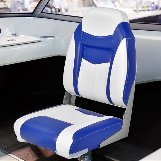 High Back Folding Boat Seat, White Cushion, Blue Swimming Blue at Gallery Canada
