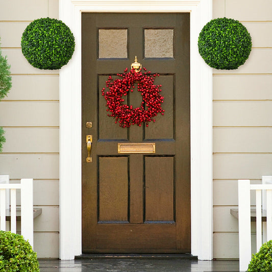 15.7 Inch Artificial Boxwood Topiary Ball Tree Set, Green Faux Plants Green at Gallery Canada