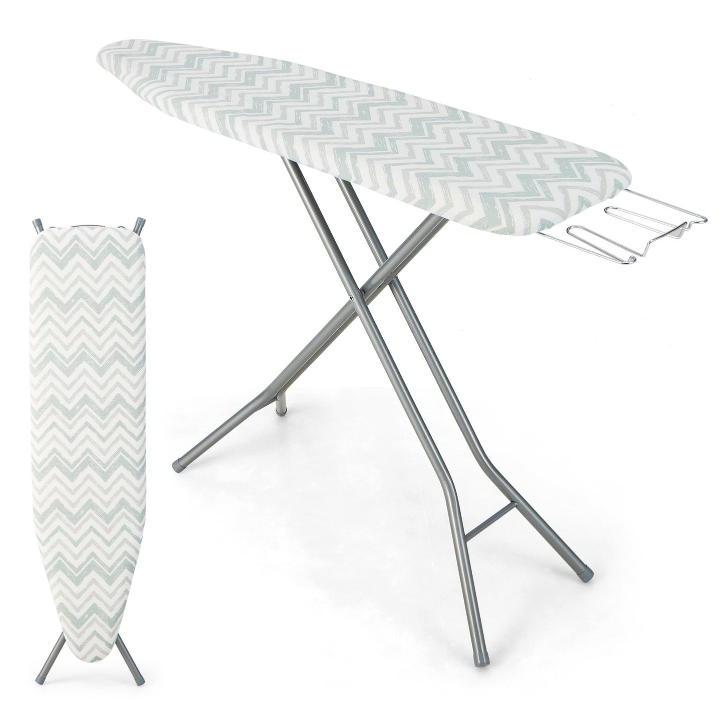 60 x 15 Inch Foldable Ironing Board with Iron Rest Extra Cotton Cover, White at Gallery Canada