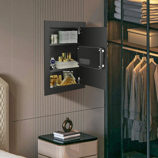 Digital Flat Recessed Wall Safe, Security Lock Gun Cash Box, Black Safe Box Black at Gallery Canada