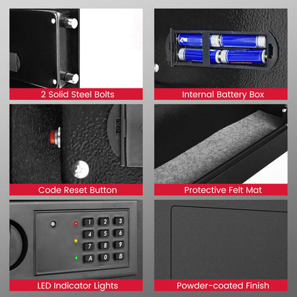 Digital Flat Recessed Wall Safe Security Lock Gun Cash Box, Black at Gallery Canada