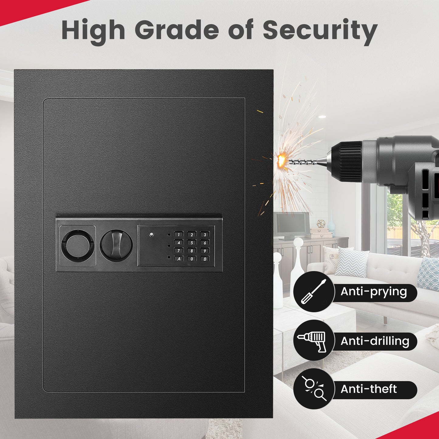 Digital Flat Recessed Wall Safe, Security Lock Gun Cash Box, Black Safe Box at Gallery Canada