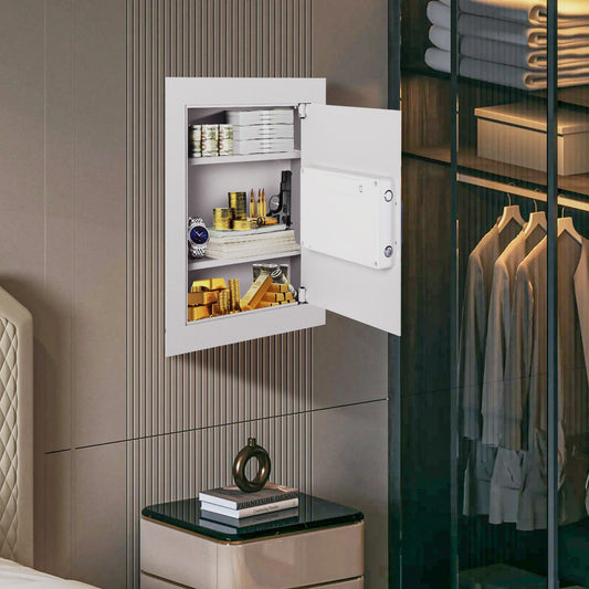 Digital Flat Recessed Wall Safe Security Lock Gun Cash Box, White Safe Box White at Gallery Canada