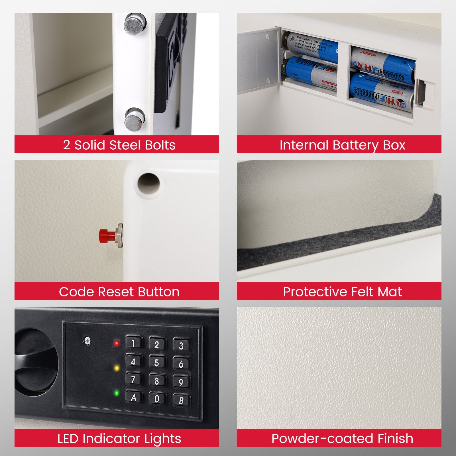 Digital Flat Recessed Wall Safe Security Lock Gun Cash Box, White at Gallery Canada