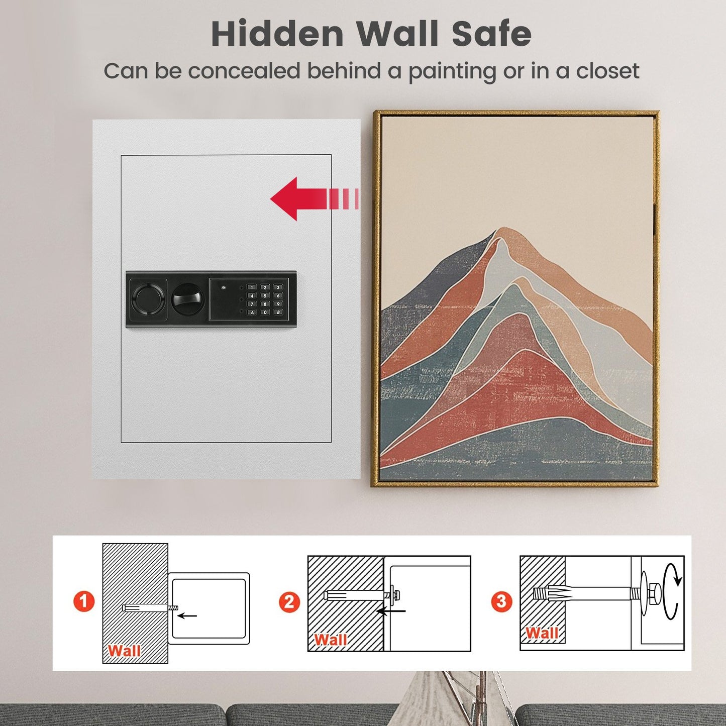 Digital Flat Recessed Wall Safe Security Lock Gun Cash Box, White at Gallery Canada