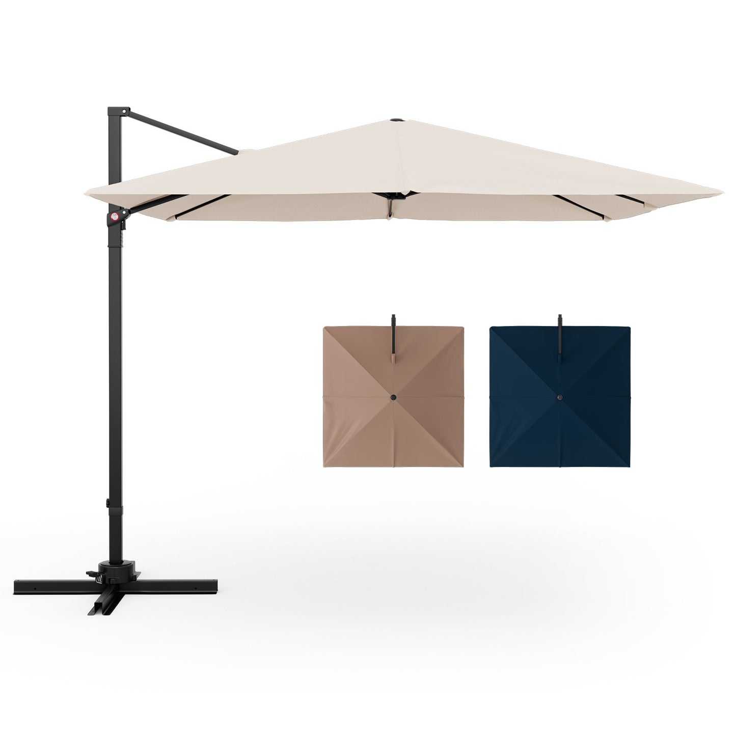 9.5 Feet Square Patio Cantilever Umbrella with 360° Rotation, Beige