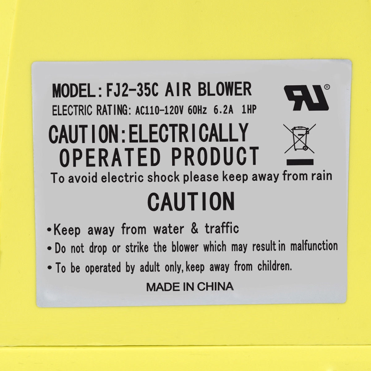 1.0 HP Air Blower Pump Fan, 735 W, For Inflatable Bounce House