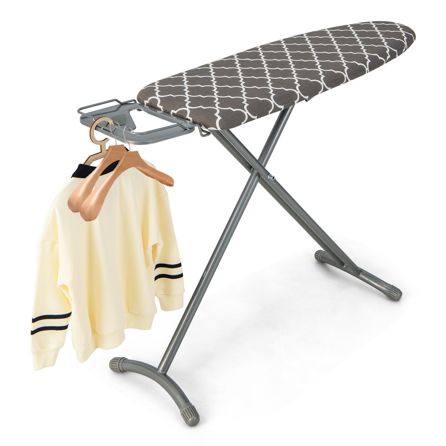 44 x 14 Inch Foldable Ironing Board with Iron Rest Extra Cotton Cover, Gray