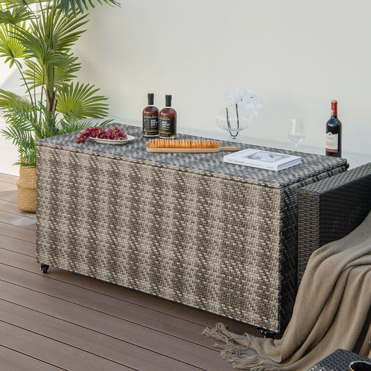 96 Gallon PE Wicker Outdoor Storage Box with 4 Wheels, Gray Sheds & Outdoor Storage Gray at Gallery Canada