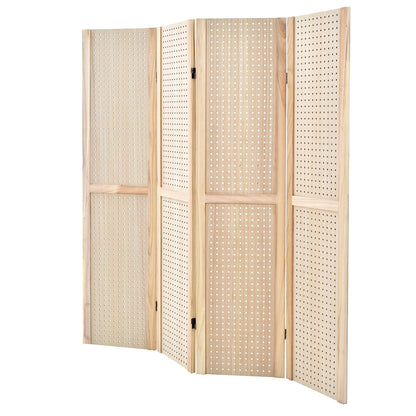 4-Panel Pegboard Display 5 Feet Tall Folding Privacy Screen for Craft Display Organized, Natural at Gallery Canada
