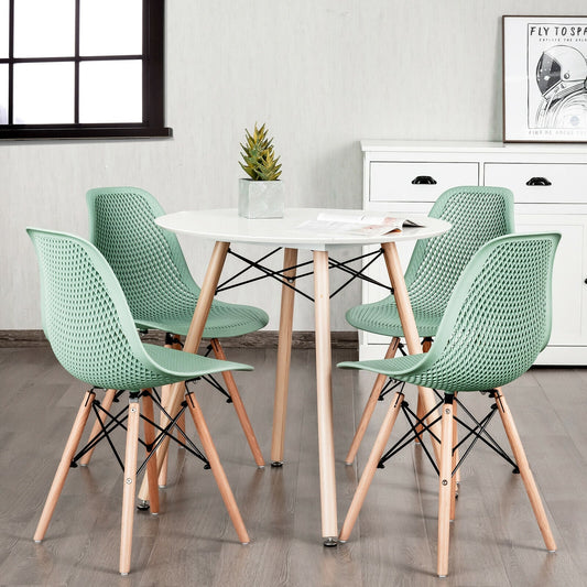 Modern Plastic Hollow Chair Set, 4 Pieces, Green Dining Chairs Green at Gallery Canada