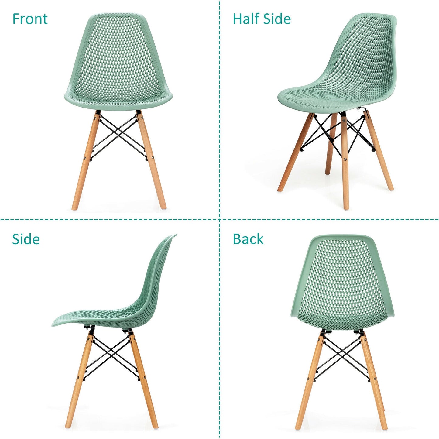 Modern Plastic Hollow Chair Set, 4 Pieces, Green Dining Chairs at Gallery Canada