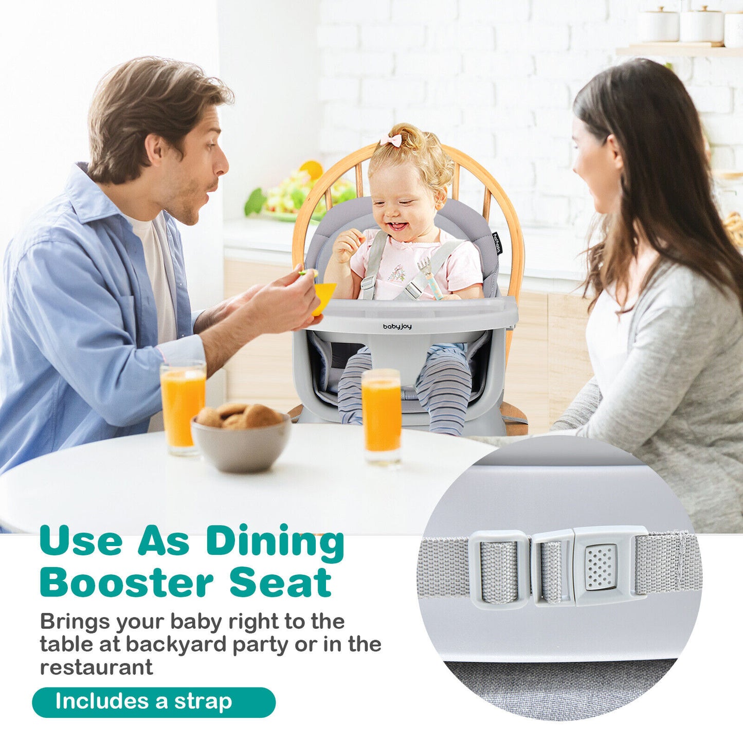 Convertible Baby High Chair, Adjustable Removable Tray, Gray High Chairs at Gallery Canada