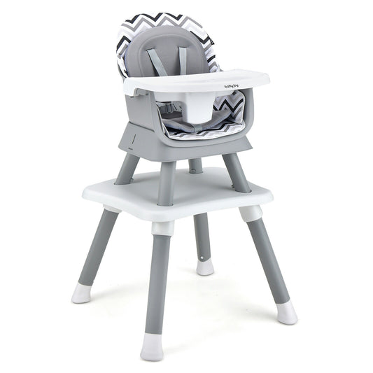 6-In-1 Convertible Baby High Chair, Adjustable Removable Tray, Gray White High Chairs Gray & White at Gallery Canada