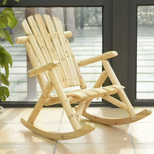 Wood Single Porch Rocker Lounge Patio Rocking Chair, Natural Patio Rocking Chairs & Gliders Natural at Gallery Canada