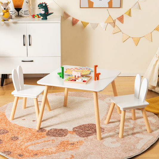 Kids Table And Chairs Set, 3 Pieces, White Kids Table & Chair Sets White at Gallery Canada