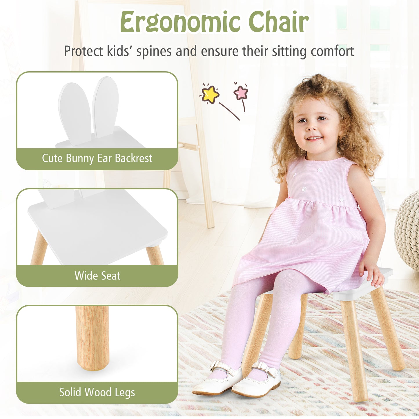 Kids Table And Chairs Set, 3 Pieces, White Kids Table & Chair Sets at Gallery Canada