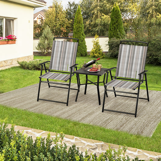 Set Of 2 Patio Folding Sling Chairs, Gray Patio Dining Chairs Gray at Gallery Canada