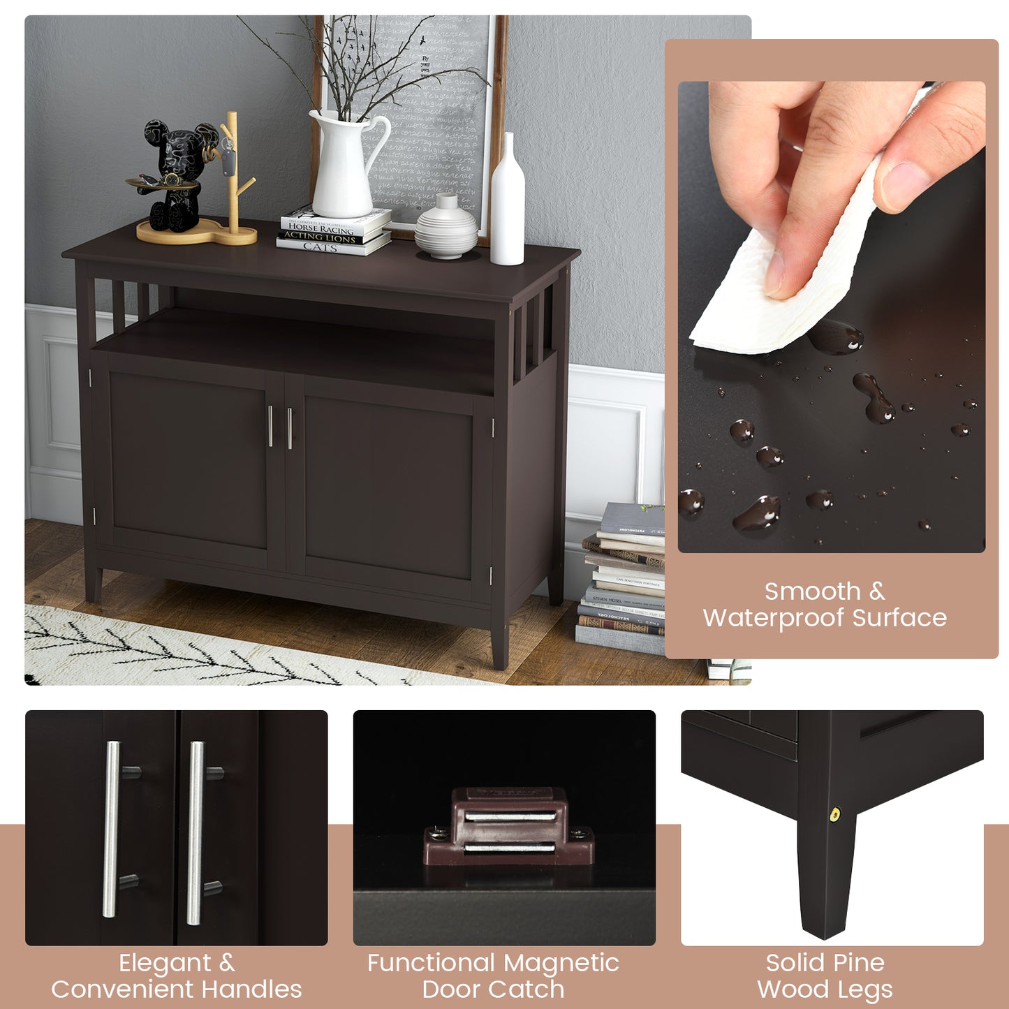 Modern Wooden Kitchen Lockers, Large Storage Space, Brown