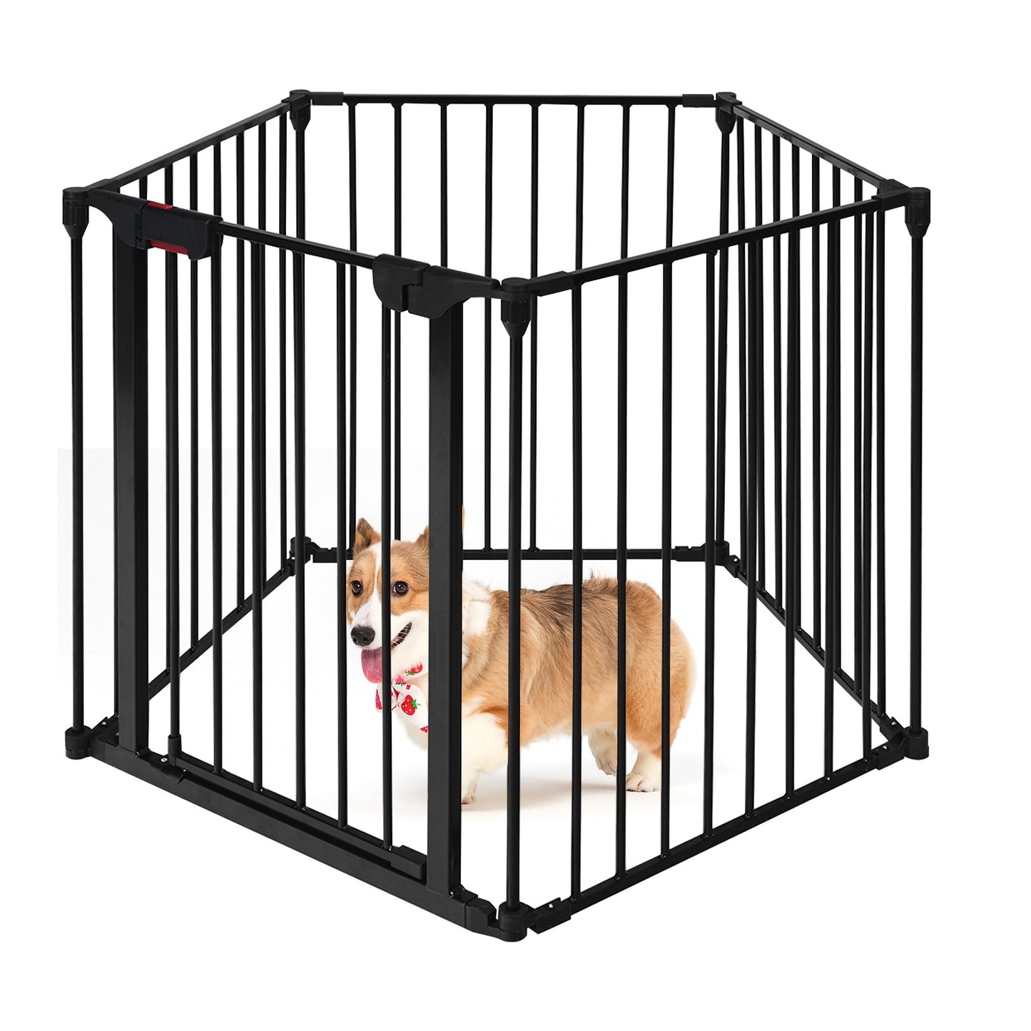 115 Inch, 5 Panel Adjustable Fireplace Fence, Black Pet Gate at Gallery Canada