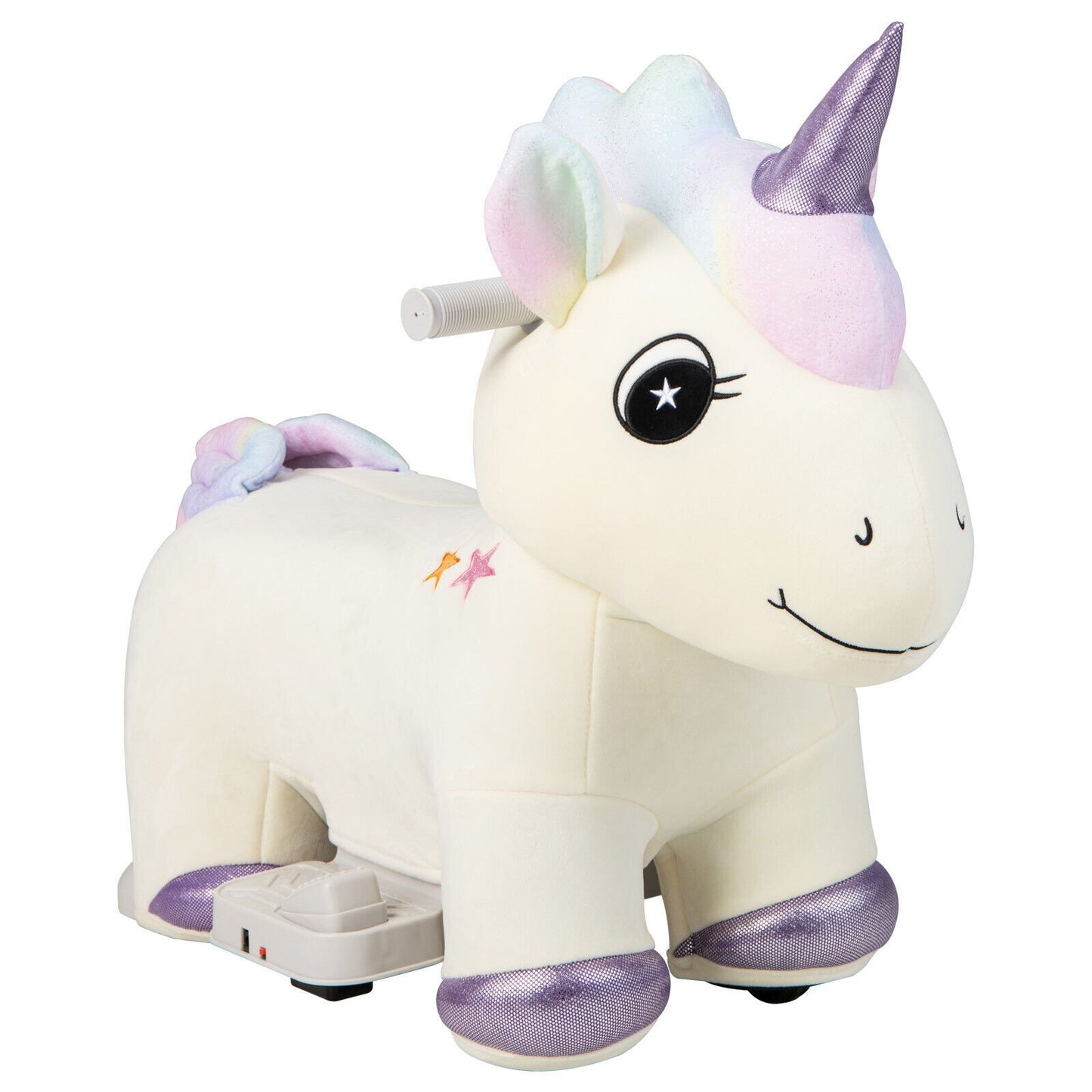 6V Electric Animal Ride On Toy with Music and Handlebars, Beige