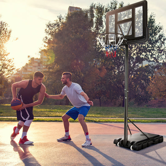 Adjustable Portable Basketball Hoop Stand, Shatterproof Backboard Wheels, Black Sport Equipments Black at Gallery Canada