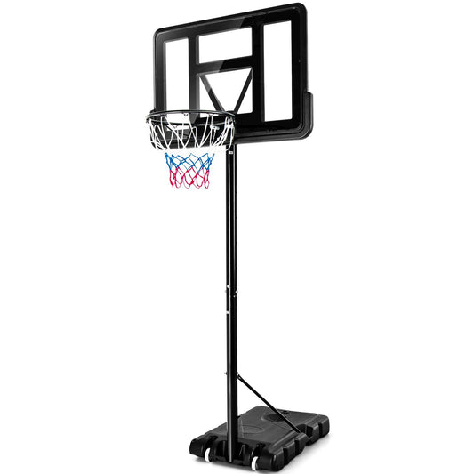 Adjustable Portable Basketball Hoop Stand with Shatterproof Backboard Wheels, Black