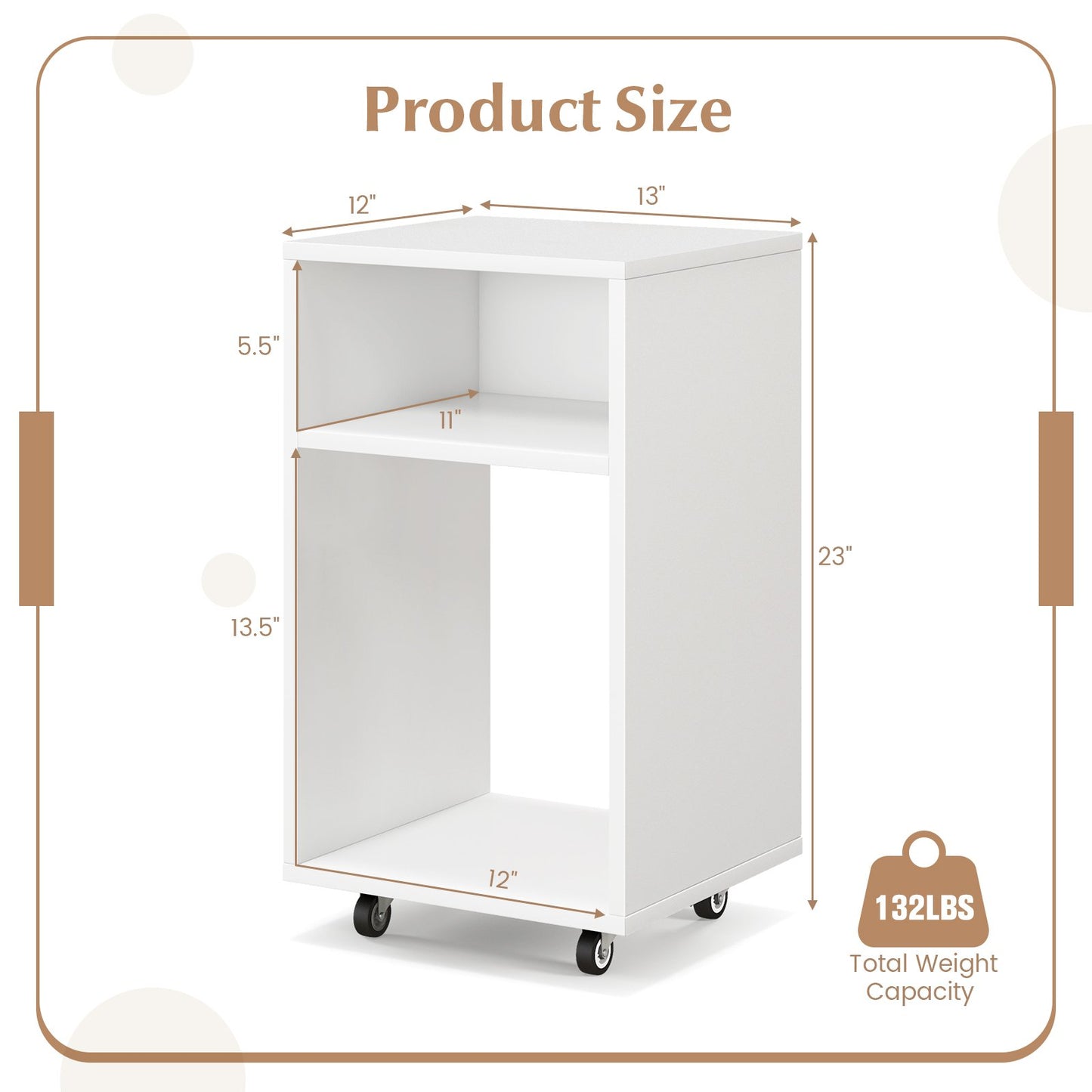 Mobile File Cabinet Wooden Printer Stand Vertical Storage Organizer, White at Gallery Canada