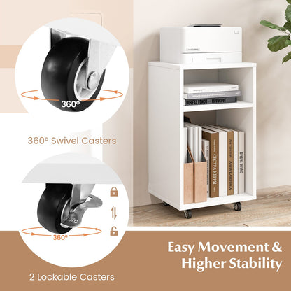 Mobile File Cabinet Wooden Printer Stand Vertical Storage Organizer, White at Gallery Canada