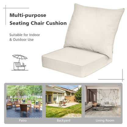 Deep Seat Chair Cushion Pads Set with Rope Belts for Indoor and Outdoor, Beige at Gallery Canada