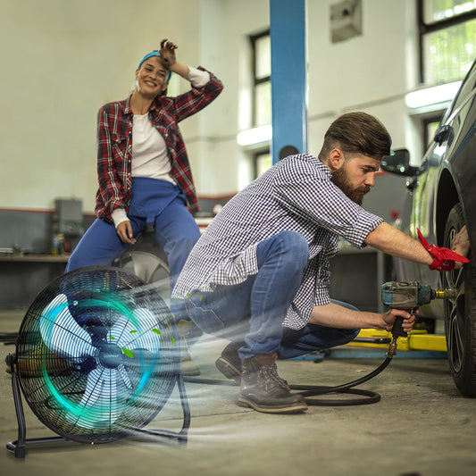 3-Speed High Velocity Floor Fan with Adjustable Tilt Angle and Handle, Black Fans Black at Gallery Canada