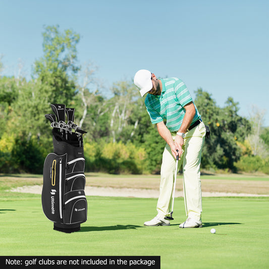 9.5 Inch Lightweight Golf Cart Bag, 15 Way Top Dividers, Black Golf Black at Gallery Canada