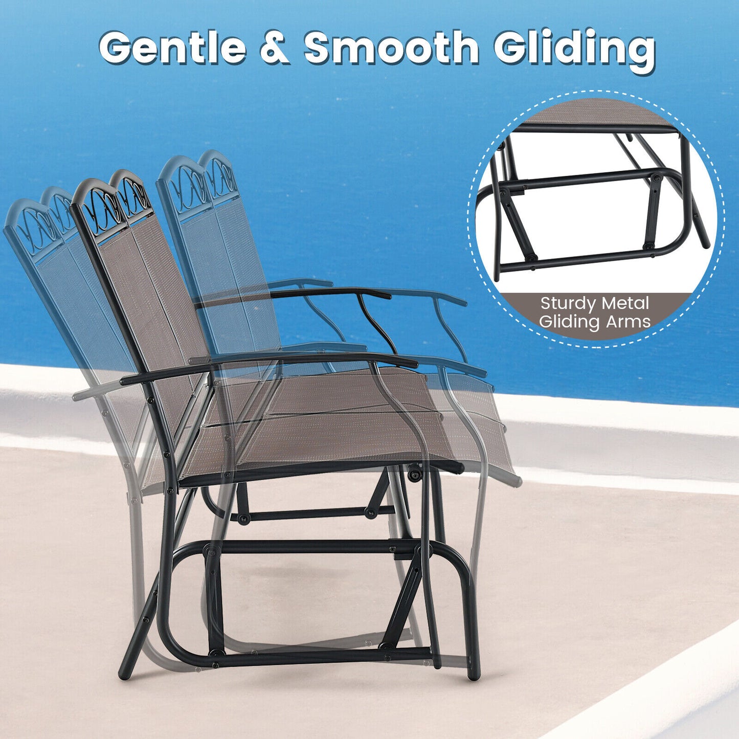 4 Piece Patio Glider Set, Tempered Glass Table Top, Brown Patio Conversation Sets at Gallery Canada
