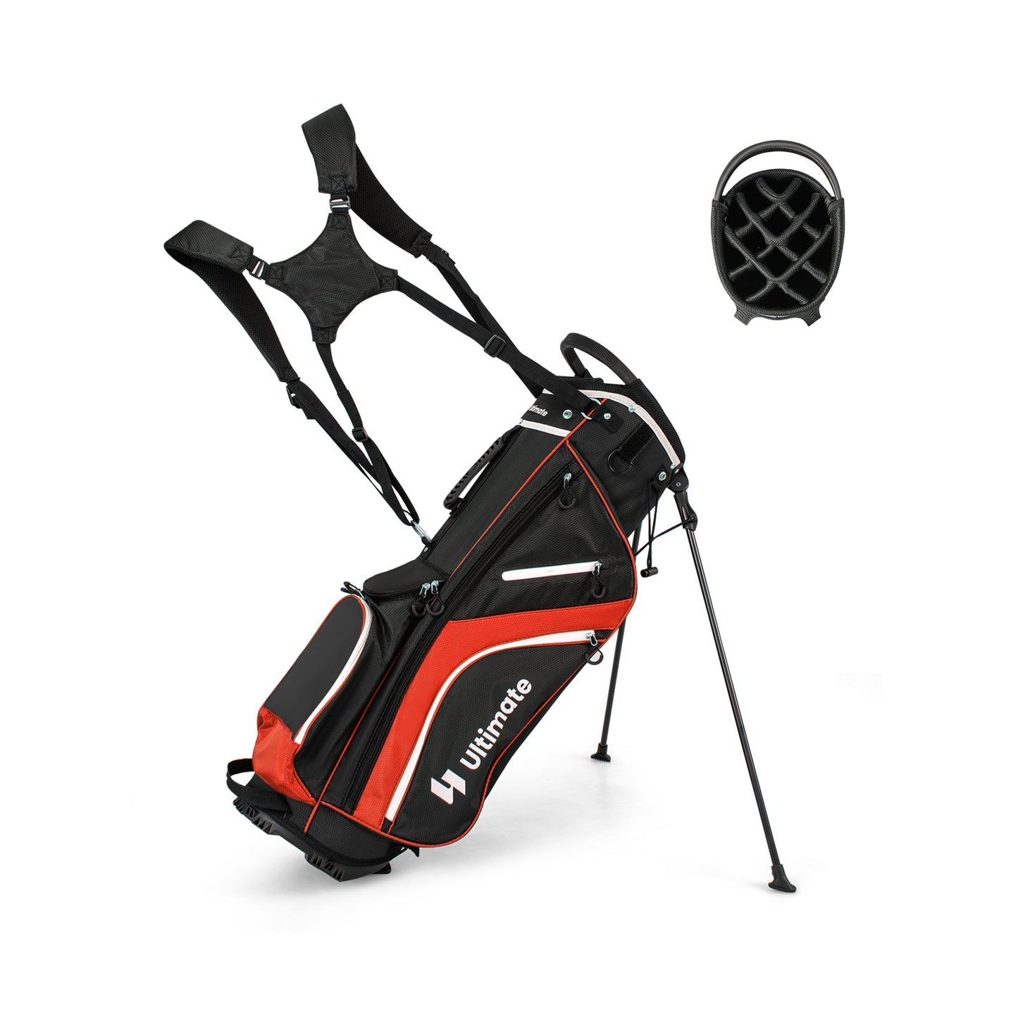 Lightweight Golf Stand Bag with 14 Way Top Dividers and 6 Pockets, Red