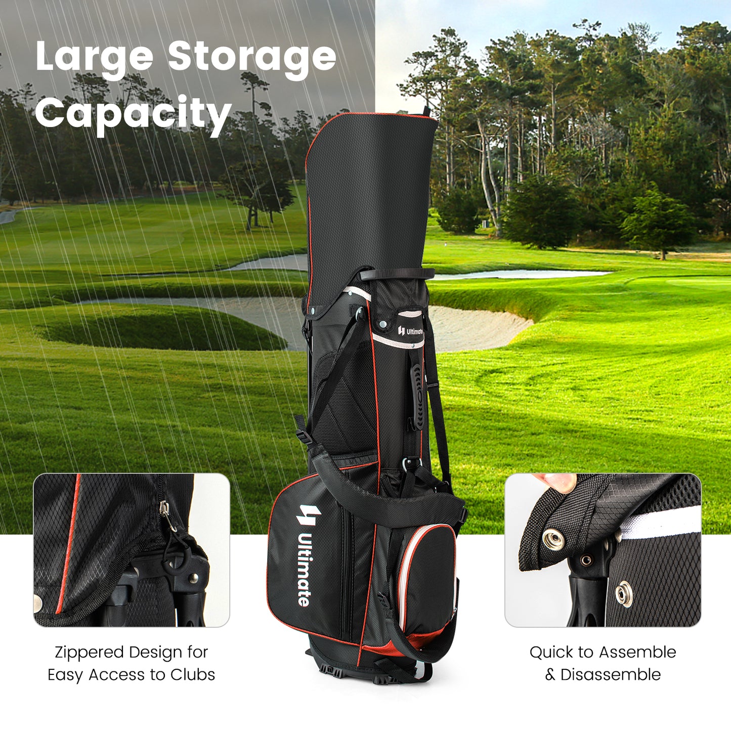 Lightweight Golf Stand Bag with 14 Way Top Dividers and 6 Pockets, Red Golf at Gallery Canada