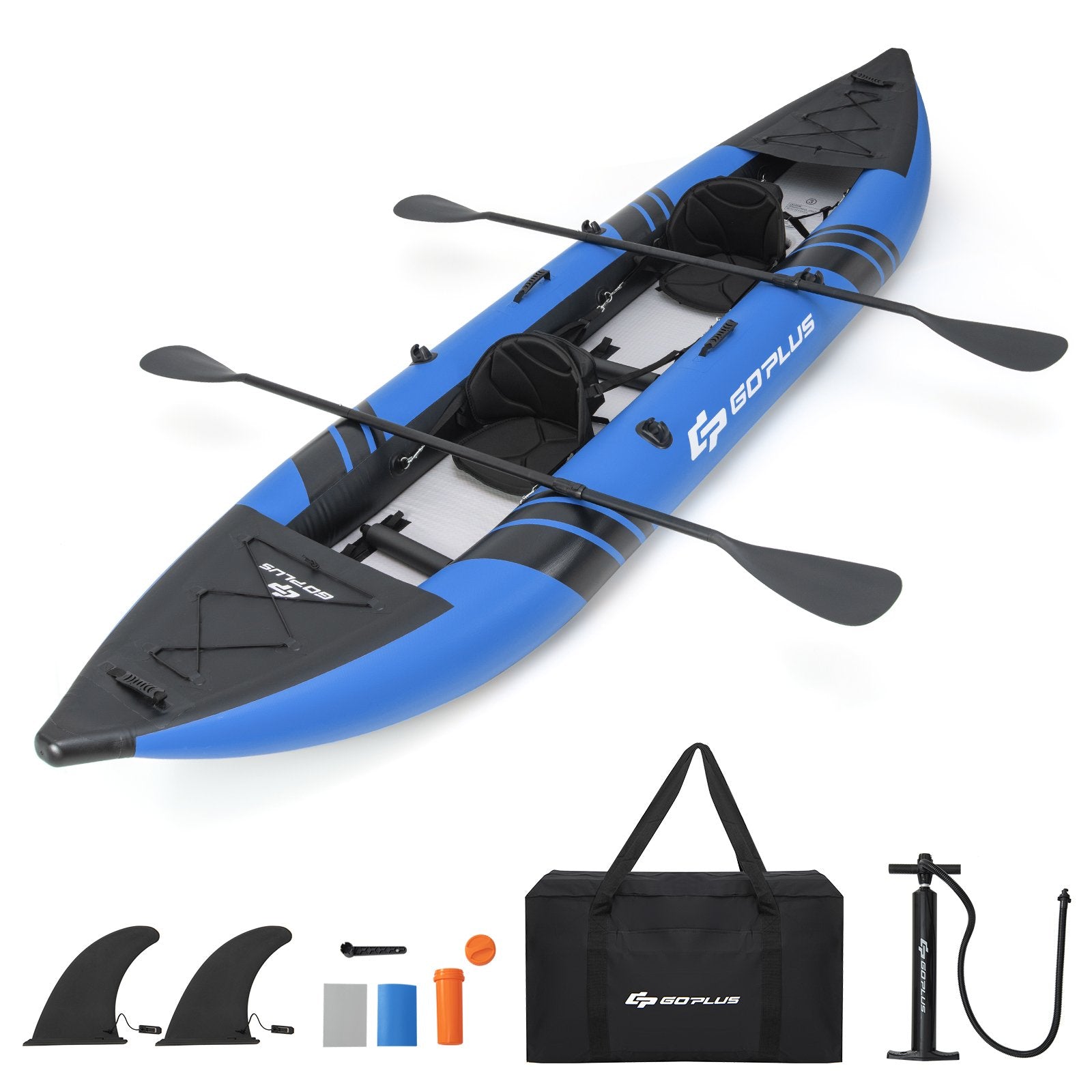 Inflatable 2-person Kayak Set with Aluminium Oars and Repair Kit, Blue at Gallery Canada