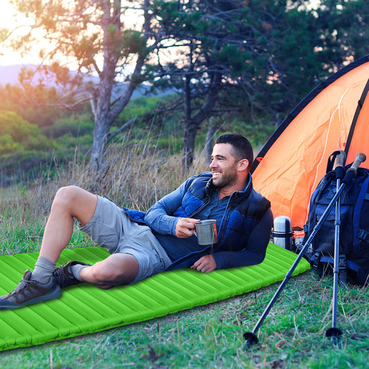 3 Inch Thick Inflatable Waterproof Camping Sleeping Pad, Green Air Mattresses & Sleeping Bags Green at Gallery Canada