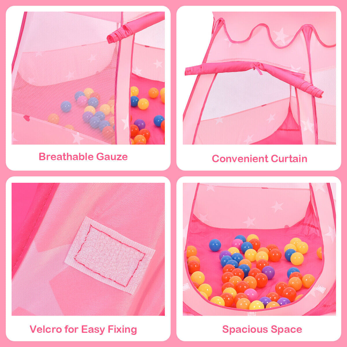 Pink Portable Kid Play House Play Tent with 100 Balls, Pink Play Tents & Playhouse at Gallery Canada
