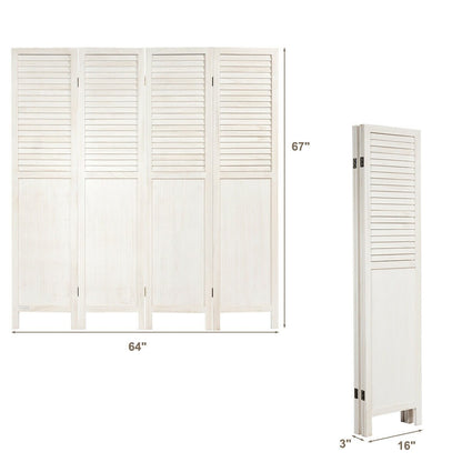 5.6 Ft Tall 4 Panel Folding Privacy Room Divider, White at Gallery Canada