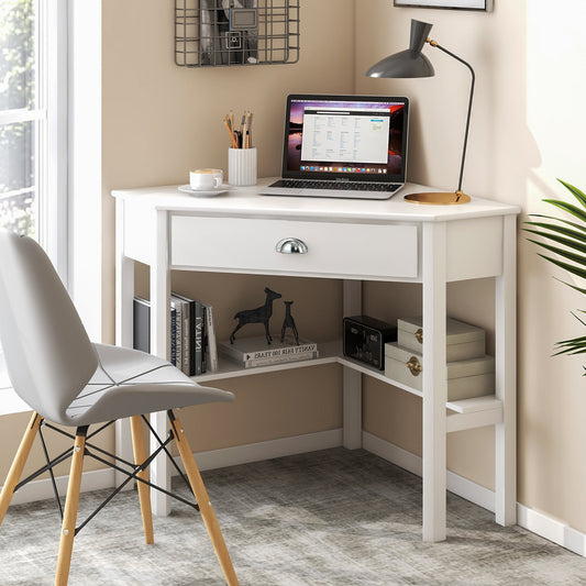 Corner Wooden Laptop Desk, White Corner Desks White at Gallery Canada