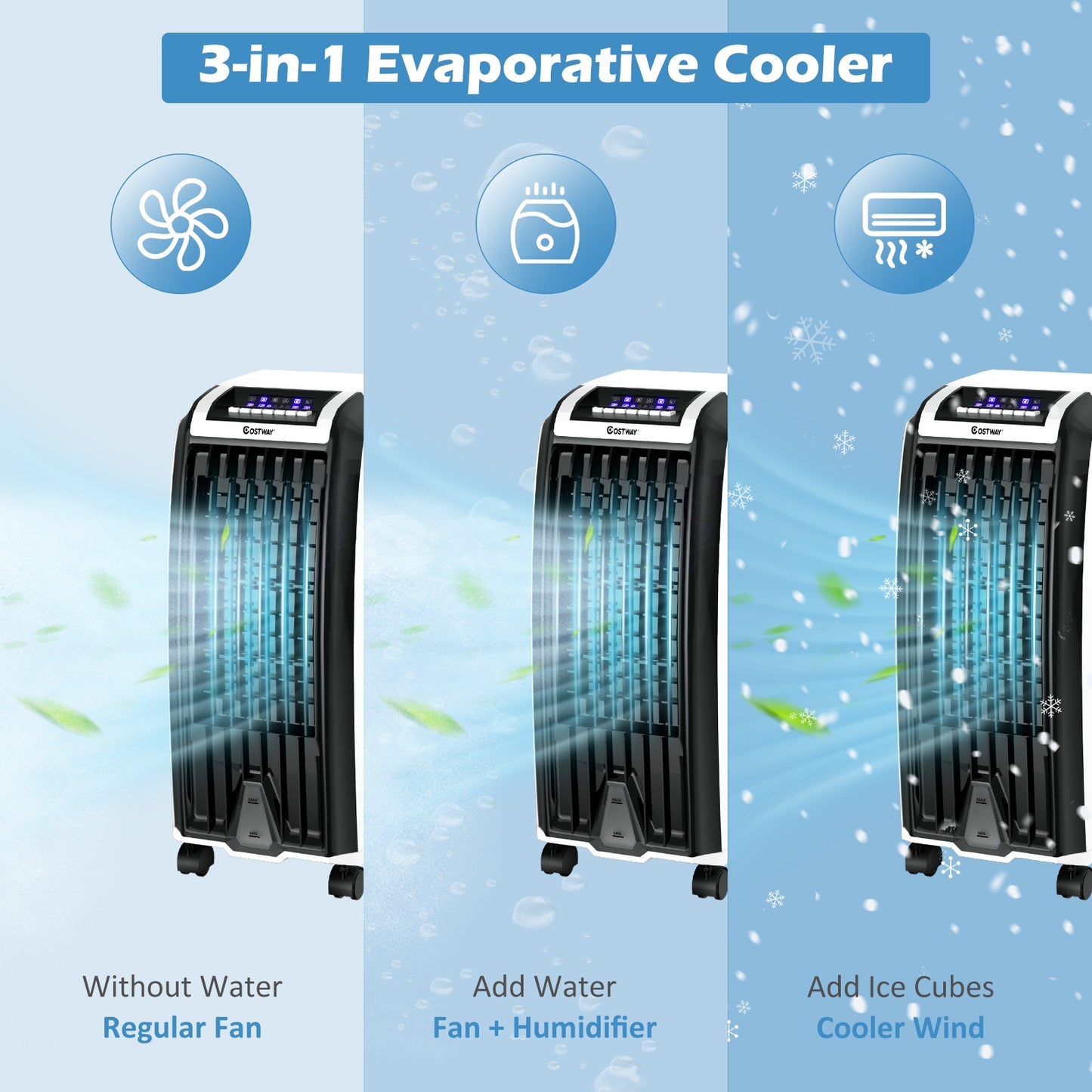 Portable Evaporative Air Cooler with 3 Wind Modes and Timer for Home Office Air Coolers at Gallery Canada