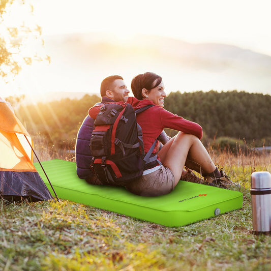 Self Inflating Folding Camping Sleeping Mattress with Carrying Bag, Green Air Mattresses & Sleeping Bags Green at Gallery Canada