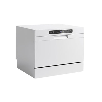 Compact Countertop Dishwasher with 6 Place Settings and 5 Washing Programs, White