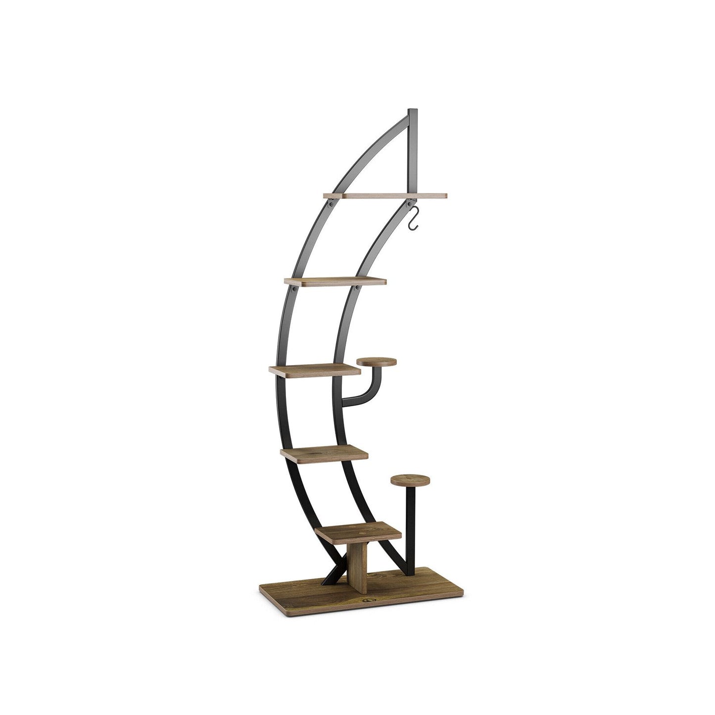 6 Tier 9 Potted Metal Plant Stand Holder Display Shelf with Hook, Natural at Gallery Canada